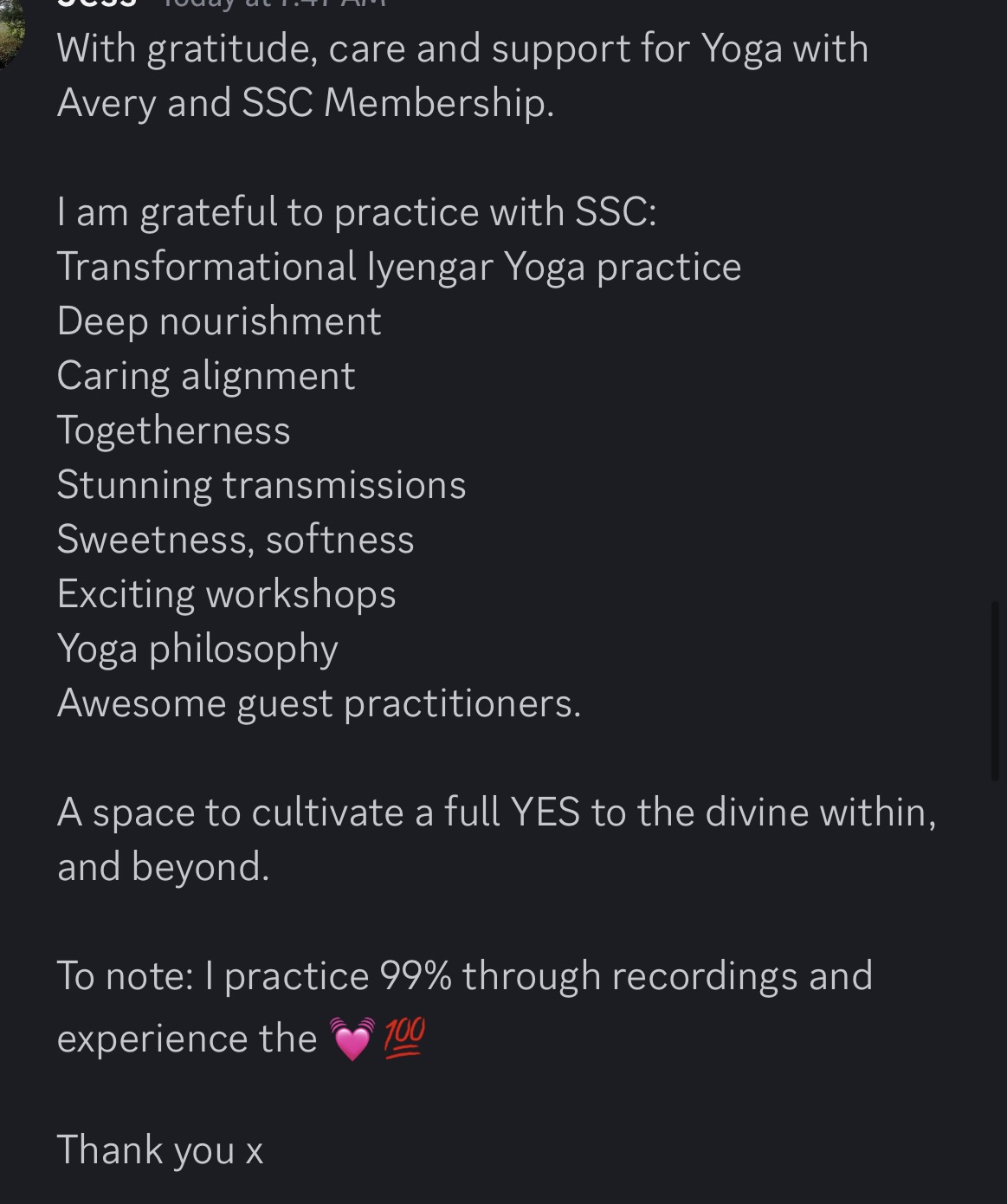 positive feedback about Sadhana Support Collective.