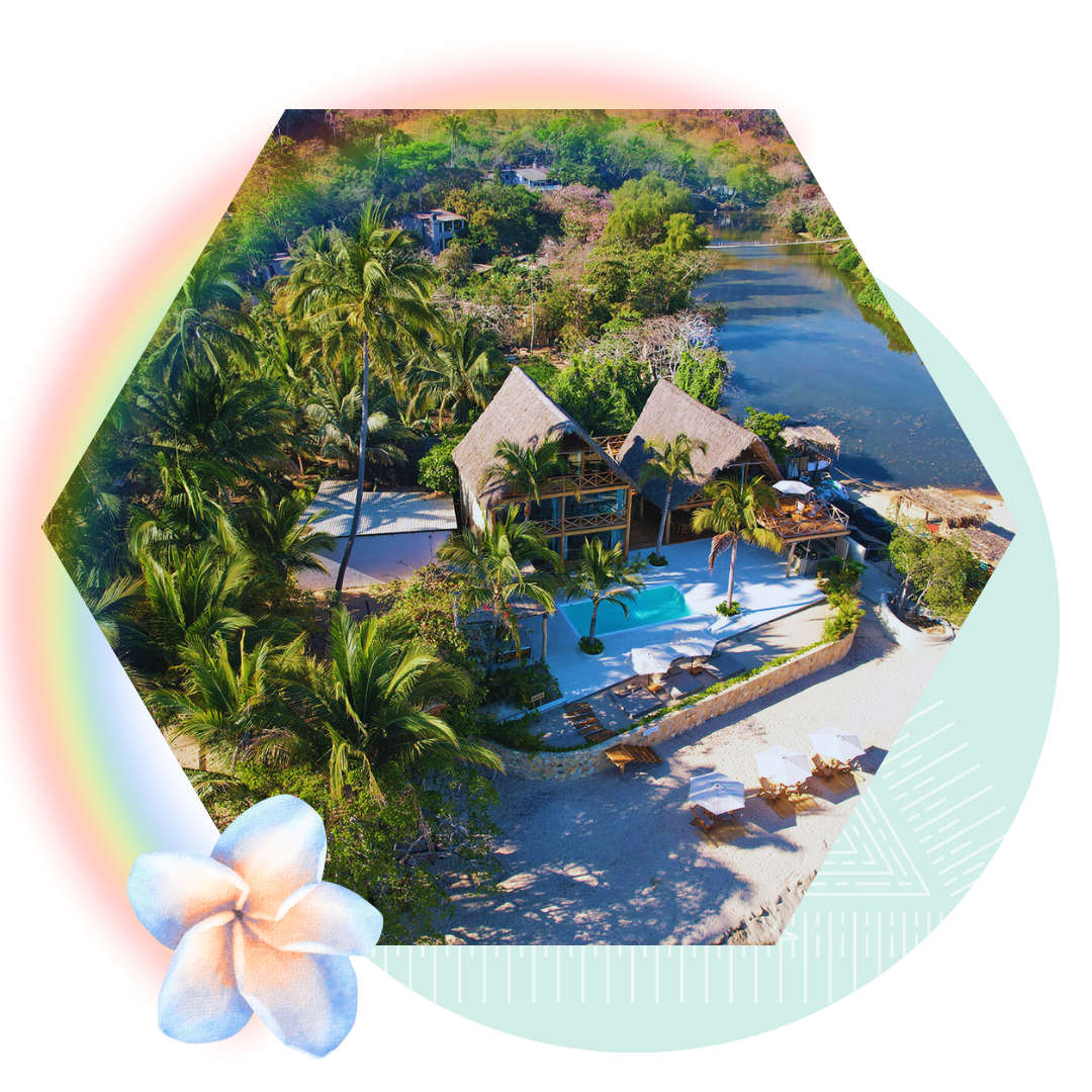 A graphic of beautiful Mixto Retreat Center in Mexico.